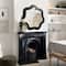 Glitzhome® 33.5" Modern Black Triple Wood Frame Wavy Wall Mirror